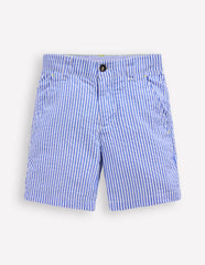Boden Seersucker Shorts - Blue Ticking Stripe