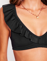 Boden Evia Ruffle Bikini Top - Black