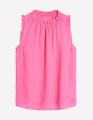 Boden Sophie Ruffle Linen Top - Pink Rose