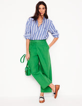 Boden Sadie Relaxed Linen Shirt - Bright Blue Woven Breton
