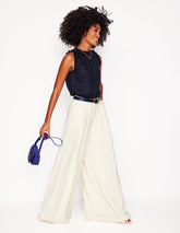 Boden Sophie Ruffle Linen Top - Navy