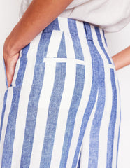 Boden Westbourne Linen Pants - Bright Blue Stripe