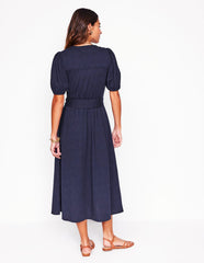 Boden Sofia Trim Jersey Midi Dress - Navy