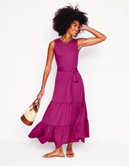 Boden Mila Trim Tiered Jersey Dress - Fuschia