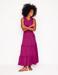 Boden Mila Trim Tiered Jersey Dress - Fuschia