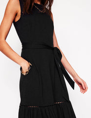 Boden Mila Trim Tiered Jersey Dress - Black