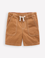 Boden Pull - On Cotton Shorts - Butterscotch Brown