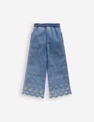 Boden Broderie Hem Pants - Denim