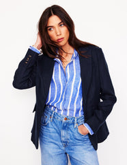 Boden Stamford Linen Blazer - Navyy