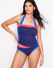 Boden Santorini Tankini Top - Navy/ Coral Punch Pink/ Blue