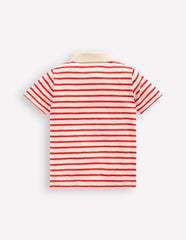 Boden Slub Polo Shirt - Poppy Red/ Ivory
