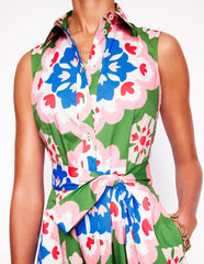 Boden Amy Sleeveless Shirt Dress - Multi, Bloom Geo