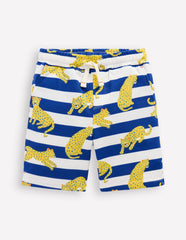 Boden Printed Shorts - Bright Blue Leopard Stripe