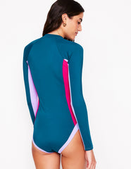 Boden Sporty Raglan Sleeve Swimsuit - Oceanside Blue
