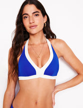 Boden Ios V Panel Bikini Top - Cobalt Blue, Ivory