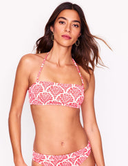 Boden Milos Smocked Bikini Top - Jam Red, Blossomy