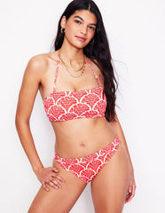 Boden Milos Smocked Bikini Top - Jam Red, Blossomy