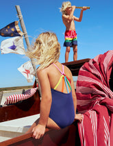 Boden Selena Rainbow Strap Swimsuit - College Navy