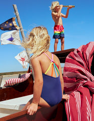 Boden Selena Rainbow Strap Swimsuit - College Navy