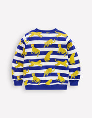Boden Printed Sweatshirt - Bright Blue Leopard Stripe