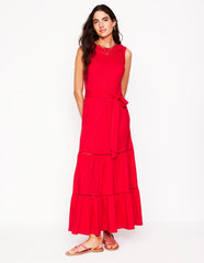 Boden Mila Trim Tiered Jersey Dress - Poppy Red