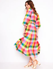 Boden Lola Blouson Maxi Dress - Rainbow Multigingham