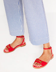 Boden Iris Snaffle Flat Sandals - Post Box Red