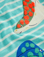 Boden Appliqué Towelling Throw - on - Caribbean Blue Stingray