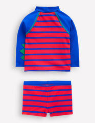 Boden Fun Rash Vest Set - Gallery Blue/Poppy Red Croc