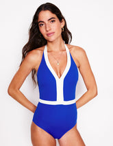 Boden Ios V Panel Swimsuit - Cobalt Blue/Ivory
