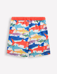 Boden Swim Shorts - Ivory Riso Shark
