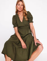 Boden Anna Double Cloth Midi Dress - Woodland Green