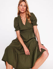 Boden Anna Double Cloth Midi Dress - Woodland Green