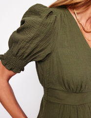 Boden Anna Double Cloth Midi Dress - Woodland Green
