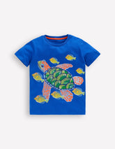 Boden Glow Superstitch T-shirt - Gallery Blue Turtle