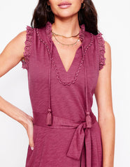 Boden Aria Broderie Trim Midi Dress - Plum Purple