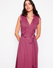 Boden Aria Broderie Trim Midi Dress - Plum Purple