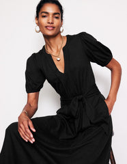 Boden Sofia Trim Jersey Midi Dress - Black
