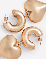 Boden Chunky Heart Hoop Earrings - Gold