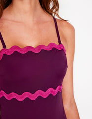 Boden Giant Rik Rak Swimsuit - Chocberry, Jewel