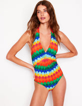 Boden Ruched Loop Swimsuit - Multi, Scallop Stripe