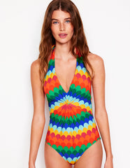 Boden Ruched Loop Swimsuit - Multi, Scallop Stripe