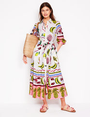 Boden Clara Linen Blend Shirt Dress - Multi, Tropical Bonanza