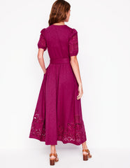 Boden Cutwork Detail Midi Dress - Rich Magenta