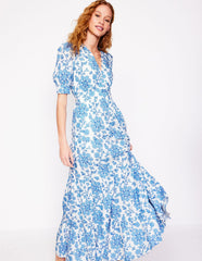 Boden Bella Puff Sleeve Maxi Dress - Ivory, Trailing Yarrow