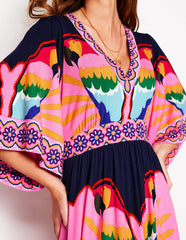 Boden Maya Kimono Jersey Maxi Dress - Multi, Paradise Parrot