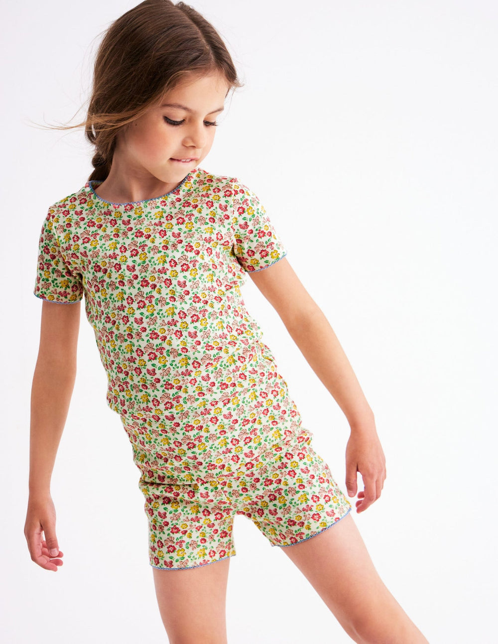 Boden Snug Short John Pajamas - Multi Summer Flowerbed