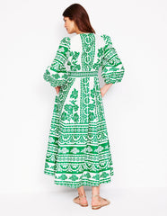 Boden Lola Blouson Maxi Dress - Rich Emerald, Ornate Tropics