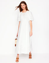 Boden Empire Broderie Tea Dress - White
