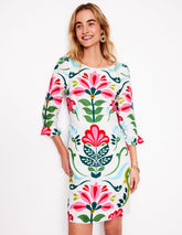 Boden Linen Flute Sleeve Dress - Ivory, Decorative Stems